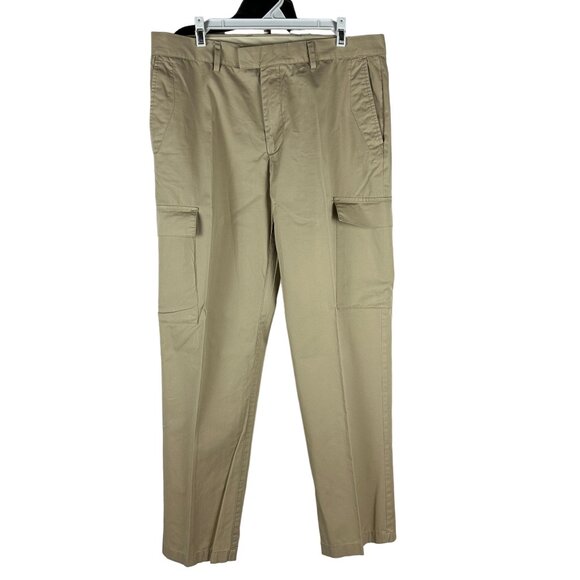 Tasso Elba Mens Cargo Pants 34x32 Khaki 100% Cotton Made In Egypt - Picture 1 of 5